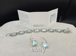 Israel Ancient Roman Glass Sterling Silver 925 Bracelet 7 1/2 & Earrings