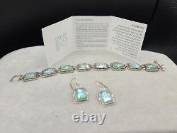 Israel Ancient Roman Glass Sterling Silver 925 Bracelet 7 1/2 & Earrings