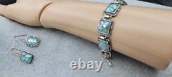 Israel Ancient Roman Glass Sterling Silver 925 Bracelet 7 1/2 & Earrings