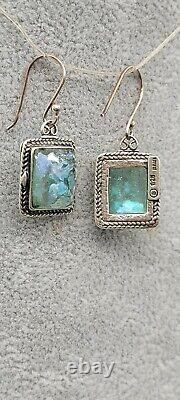 Israel Ancient Roman Glass Sterling Silver 925 Bracelet 7 1/2 & Earrings