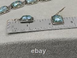 Israel Ancient Roman Glass Sterling Silver 925 Bracelet 7 1/2 & Earrings