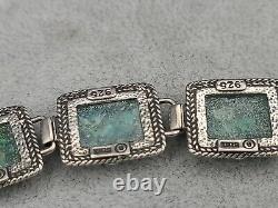 Israel Ancient Roman Glass Sterling Silver 925 Bracelet 7 1/2 & Earrings