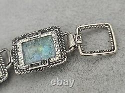 Israel Ancient Roman Glass Sterling Silver 925 Bracelet 7 1/2 & Earrings