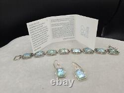 Israel Ancient Roman Glass Sterling Silver 925 Bracelet 7 1/2 & Earrings