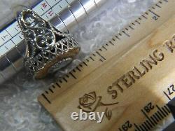 Israel Roman Glass 7/8 Studio made 0.925 Sterling Silver Ring size 10.5 12/20