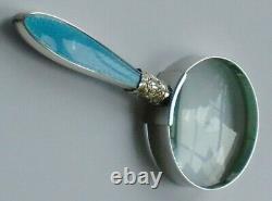 Issac Ellis & Son Birmingham 1901 Silver&Guilloche Enamel Magnifying Glass