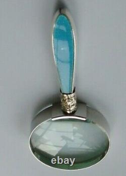 Issac Ellis & Son Birmingham 1901 Silver&Guilloche Enamel Magnifying Glass