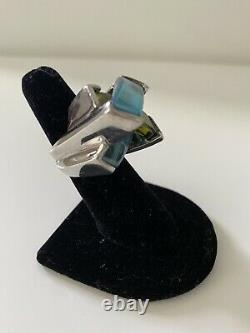 JOESPH MACHINI 925 Sterling Silver with Cut Glass Cocktail Ring Size 6