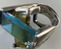 JOESPH MACHINI 925 Sterling Silver with Cut Glass Cocktail Ring Size 6