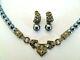 Judith Jack Marcasite, Sterling Silver & Grey Glass Pearl Necklace & Earring Set