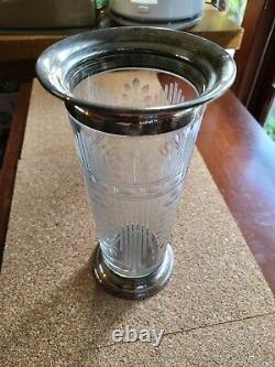 J e caldwell silver sterling And Glass Vase Vintage, J. E. Caldwell & Co. 9.5