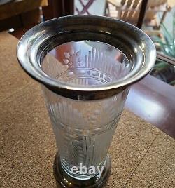 J e caldwell silver sterling And Glass Vase Vintage, J. E. Caldwell & Co. 9.5