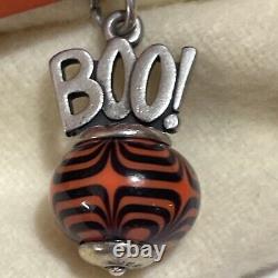 James Avery Boo Halloween Orange Sterling Silver Finial Glass Bead