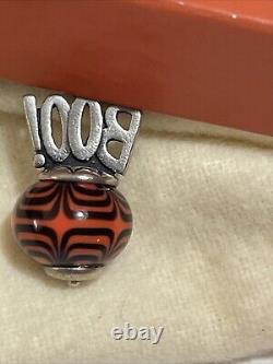 James Avery Boo Halloween Orange Sterling Silver Finial Glass Bead