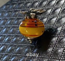James Avery Honey Bee Finial Art Glass Bead Charm Sterling Silver Retired