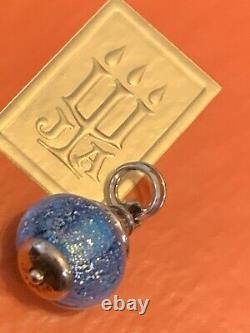 James Avery Retired Blue Hope Anchor Finial Glass Bead 925SS GIFT BOX Temp Loop