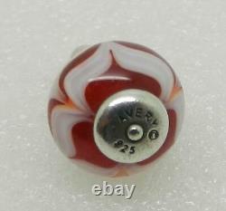 James Avery Retired Sterling Heart Red And White Art Glass Finial Rare Find