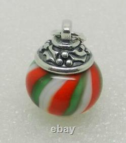 James Avery Retired Sterling Holly Jolly Christmas Art Glass Finial Very Rare