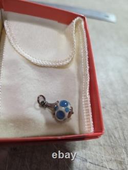 James Avery Sterling Silver 925 Art Glass Finial Blue Polka Dot Charm Pendant
