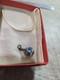 James Avery Sterling Silver 925 Art Glass Finial Blue Polka Dot Charm Pendant