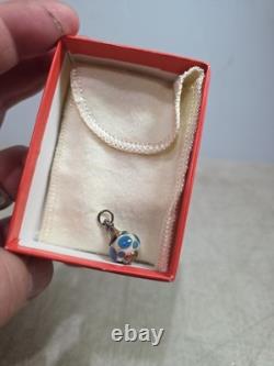 James Avery Sterling Silver 925 Art Glass Finial Blue Polka Dot Charm Pendant