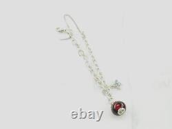 James Avery Sterling Silver Link Bracelet Red Glass Charm