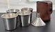 James E. Blake Co. #333 Sterling Silver 4 Stacking Shot Glasses With Funnel & Case