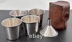 James E. Blake Co. #333 Sterling Silver 4 Stacking Shot Glasses with Funnel & Case