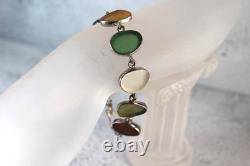 Jessica Lee Vintage Multi Color Sea Glass Bracelet in Sterling Silver