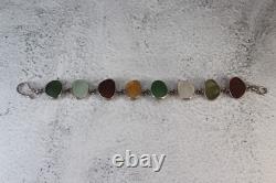 Jessica Lee Vintage Multi Color Sea Glass Bracelet in Sterling Silver