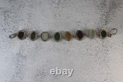 Jessica Lee Vintage Multi Color Sea Glass Bracelet in Sterling Silver