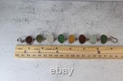 Jessica Lee Vintage Multi Color Sea Glass Bracelet in Sterling Silver