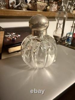 John Grinsell & Sons Cut Glass Perfume Bottom with Sterling Silver Top