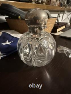 John Grinsell & Sons Cut Glass Perfume Bottom with Sterling Silver Top