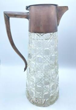 John Sherwood & Sons Sterling Silver Cut Glass Pitcher Birmingham England 1908