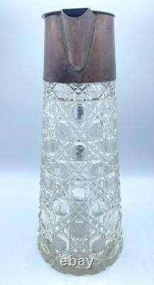 John Sherwood & Sons Sterling Silver Cut Glass Pitcher Birmingham England 1908