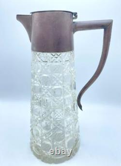 John Sherwood & Sons Sterling Silver Cut Glass Pitcher Birmingham England 1908