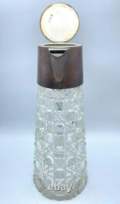 John Sherwood & Sons Sterling Silver Cut Glass Pitcher Birmingham England 1908