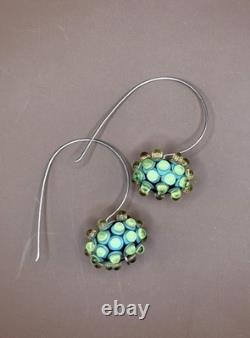 Kate Rothra Fleming Urchin Earrings Art Glass Sterling Silver Long Dangle DS16