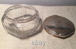 Kerr Antique Art Nouveau Sterling Silver & Cut Glass Vanity Jar