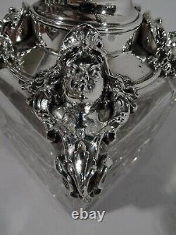Kerr Inkwell 886 Antique Art Nouveau Inkpot American Sterling Silver Glass