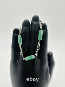 Krementz Bracelet Sterling Silver Green Glass Jade Vintage Marked Women Jewelry