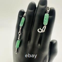 Krementz Bracelet Sterling Silver Green Glass Jade Vintage Marked Women Jewelry