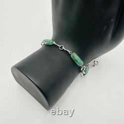 Krementz Bracelet Sterling Silver Green Glass Jade Vintage Marked Women Jewelry