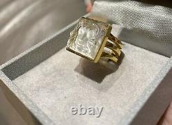 LALIQUE MASQUE DE FEMME RING Small Size Gold Plated On Sterling Silver