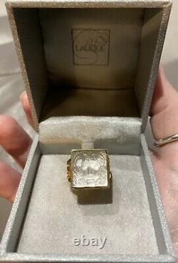 LALIQUE MASQUE DE FEMME RING Small Size Gold Plated On Sterling Silver