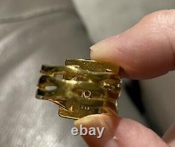 LALIQUE MASQUE DE FEMME RING Small Size Gold Plated On Sterling Silver