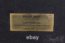 LF58944EC LUNT TANE Sterling Silver Polar Bear On Black Glass Base