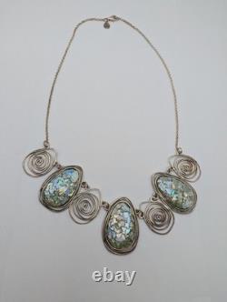 LIRM Israel Roman Glass Sterling Silver Statement Necklace 18 25.9g