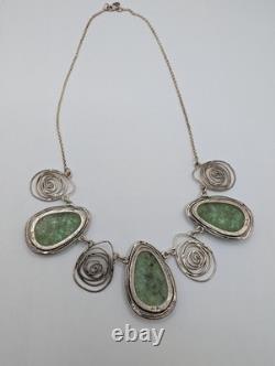 LIRM Israel Roman Glass Sterling Silver Statement Necklace 18 25.9g